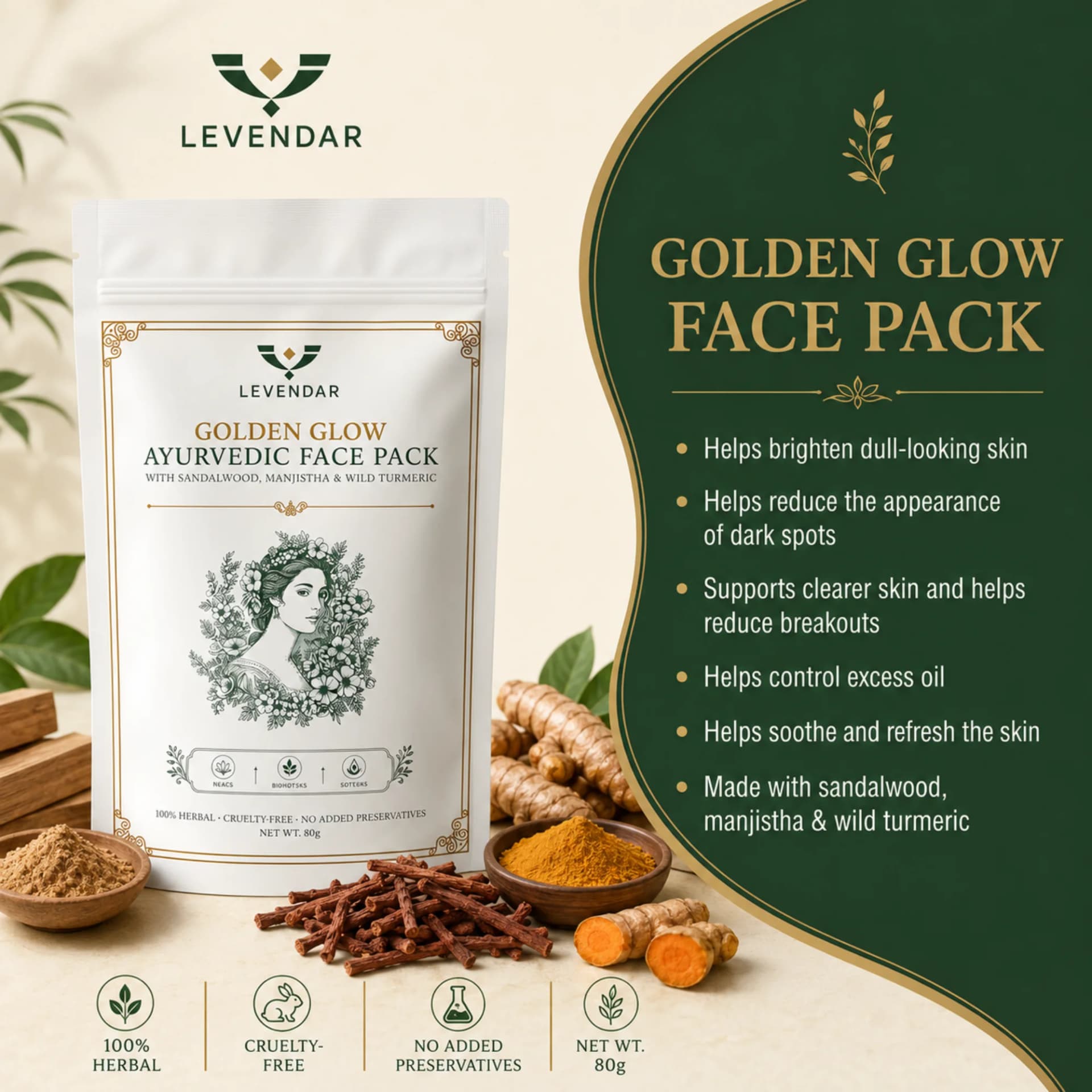 Golden Glow Ayurvedic Face Pack - Image 3