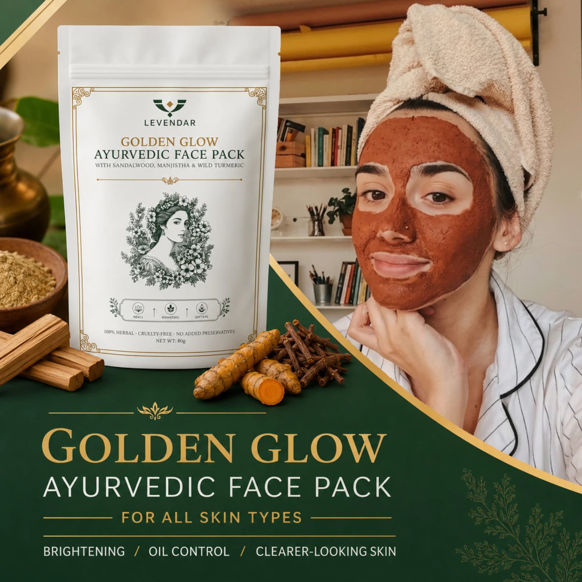 Golden Glow Ayurvedic Face Pack - Image 4